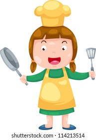 Cute Female Chef   illustration vector