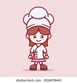 cute female chef kawaii character