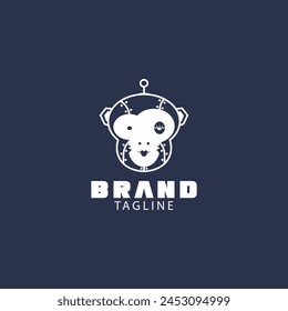 Un lindo robot cyborg femenino mono Logo Diseño Símbolo Plantilla Ilustración vectorial de estilo plano