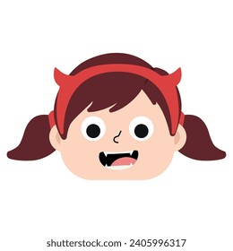 Cute female demon halloween costume avatar Vector illustration