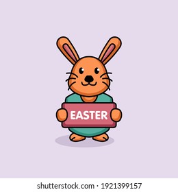 Cute female easter bunny rabbit mascot