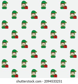 Cute Female Elf Pattern - Suitable for background, fabric, design asset, new year, christmas, wrapping paper, wallpaper and illustration in general