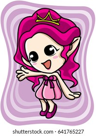 Cute female elf with pink hair