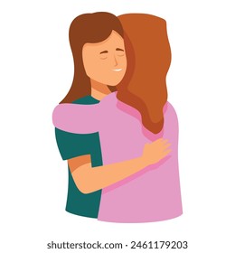 Cute female embrace icon cartoon vector. Best friends girls. Diverse maturing