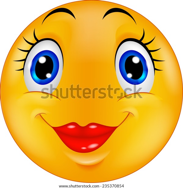 Cute Female Emoticon Smiley Stock Vector (Royalty Free) 235370854