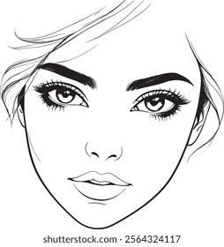 Cute Female Face Icon Vector for Design and Illustration