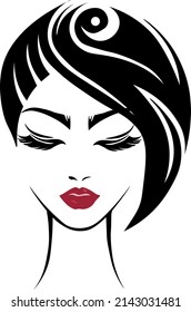 Cute female face. Wedding hairstyle. Icon