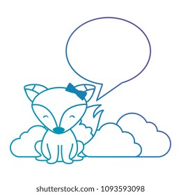 cute female fox with speech bubble character