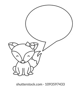 cute female fox with speech bubble character