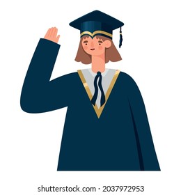cute female graduated over white