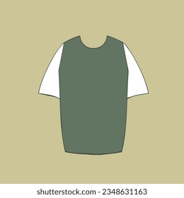Cute female green T-shirt. Trendy summer look. Unisex clothes element. Template modern design for invitation, poster, card, fabric. Casual cloth concept. Vector illustration.