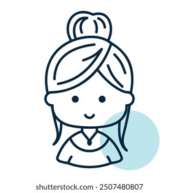 Cute female head with pretty fashion hairdo vector icon. Avatar character portrait signs. Graph symbol for your web site design, logo, app, UI