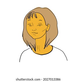 Cute female head - vector illustration