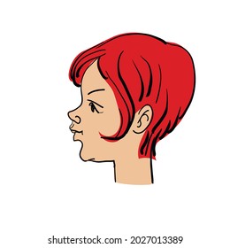 Cute female head - vector illustration