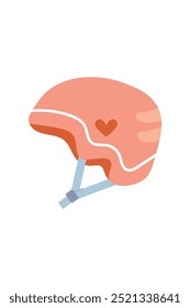 Cute female helmet with heart, illustration on white background. 