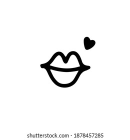  Cute female lips. vector illustration in doodle style. Design for Valentine's Day, Wedding, etc.