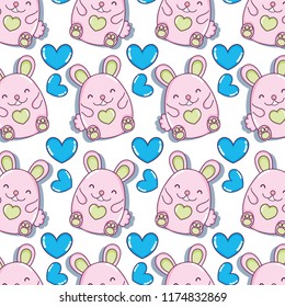 cute female mouse and heart background