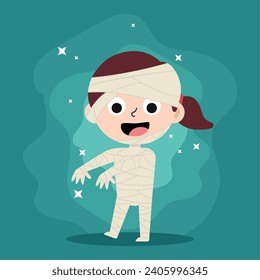 Cute female mummy halloween costume character Vector illustration