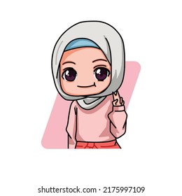 Cute Female Muslim Character. Vector Illustration