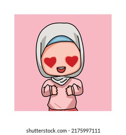 Cute Female Muslim Character. Vector Illustration
