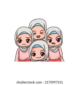 Cute Female Muslim Character. Vector Illustration