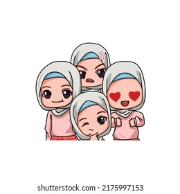 Cute Female Muslim Character. Vector Illustration