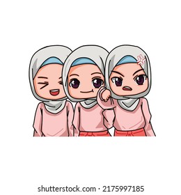 Carácter musulmán femenino delicado. Ilustración vectorial