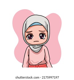 Cute Female Muslim Character. Vector Illustration