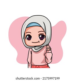 Cute Female Muslim Character. Vector Illustration