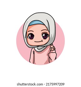 Cute Female Muslim Character. Vector Illustration