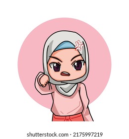 Cute Female Muslim Character. Vector Illustration