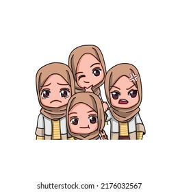 Cute Female Muslim Character. Vector Illustration