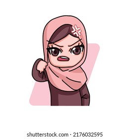 Cute Female Muslim Character. Vector Illustration