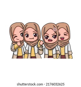 Cute Female Muslim Character. Vector Illustration