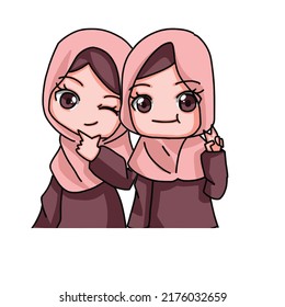 Cute Female Muslim Character. Vector Illustration