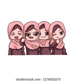 Cute Female Muslim Character Vector Illustration Stock Vector (Royalty ...