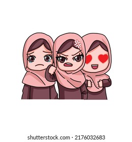 Cute Female Muslim Character. Vector Illustration