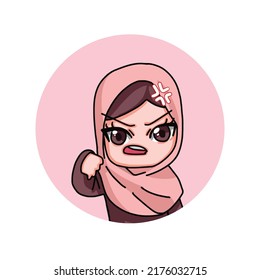 Cute Female Muslim Character. Vector Illustration