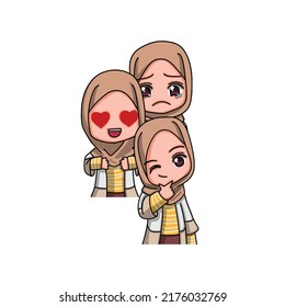 Cute Female Muslim Character. Vector Illustration