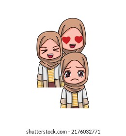 Cute Female Muslim Character. Vector Illustration