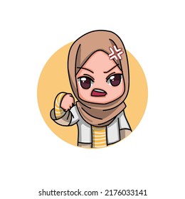 Cute Female Muslim Character. Vector Illustration