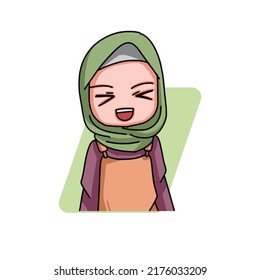 Cute Female Muslim Character. Vector Illustration