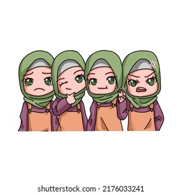 Cute Female Muslim Character. Vector Illustration