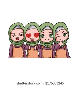 Cute Female Muslim Character. Vector Illustration