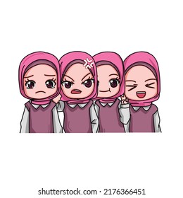 Cute Female Muslim Character. Vector Illustration