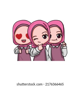 Cute Female Muslim Character. Vector Illustration