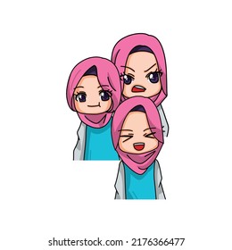 Cute Female Muslim Character. Vector Illustration