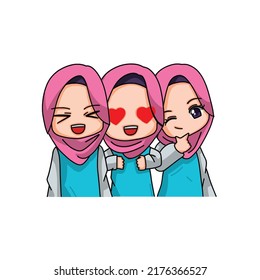 Cute Female Muslim Character. Vector Illustration