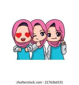 Cute Female Muslim Character. Vector Illustration