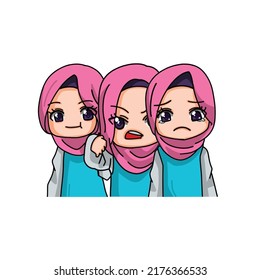 Cute Female Muslim Character. Vector Illustration